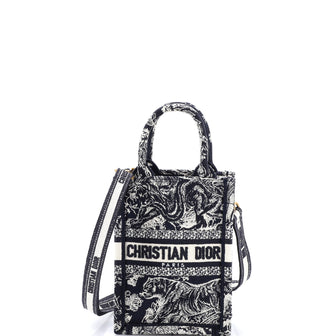 Christian Dior Book Tote Phone Bag Embroidered Canvas Mini