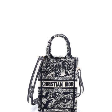 Christian Dior Book Tote Phone Bag Embroidered Canvas Mini