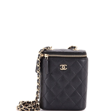 Chanel Vertical Classic Vanity Case with Chain Quilted Caviar Small