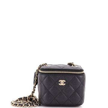 Chanel Classic Vanity Case with Chain Quilted Caviar Mini
