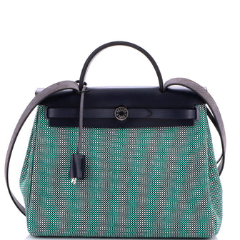 Hermes Herbag Zip Criss Viking Toile and Leather 31