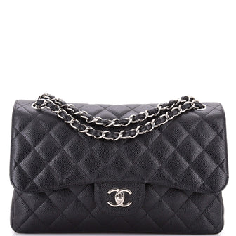 Chanel Classic Double Flap Bag Quilted Caviar Jumbo