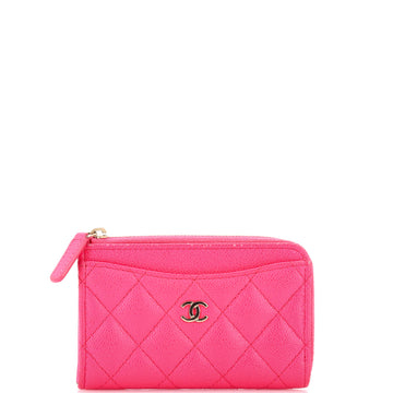Chanel Zip Around Card Holder Quilted Caviar