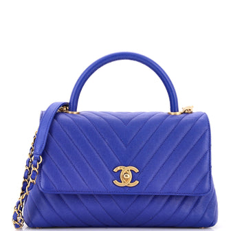 Chanel Coco Top Handle Bag Chevron Caviar Small