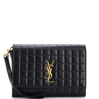 Saint Laurent Monogram Flap Pouch Square Quilted Leather