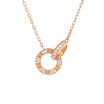Cartier Love Interlocking Pave Necklace 18K Rose Gold and Diamonds