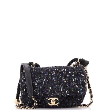 Chanel Pearl Handle Flap Bag Quilted Tweed Mini