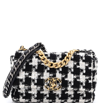 Chanel 19 Flap Bag Quilted Houndstooth Tweed and Ribbon Medium