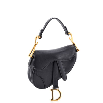 Christian Dior Saddle Handbag Leather Micro