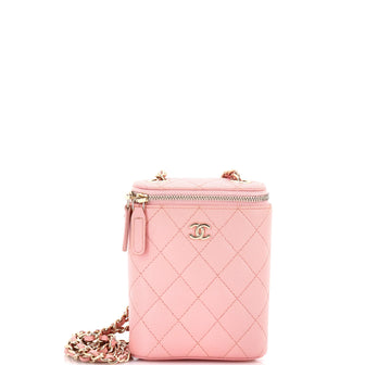 Chanel Vertical Classic Vanity Case with Chain Quilted Caviar Small
