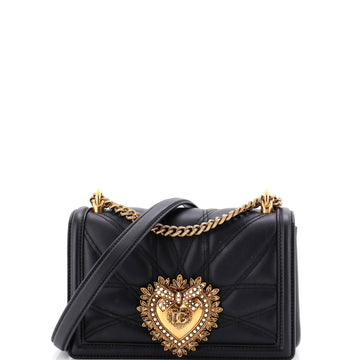 Dolce & Gabbana Devotion Full Flap Shoulder Bag Quilted Leather Small
