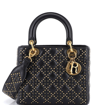 Christian Dior Supple Lady Dior Bag Cannage Studded Lambskin Medium