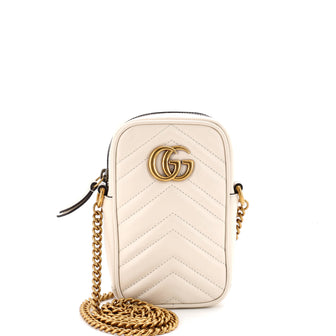 Gucci GG Marmont Vertical Phone Crossbody Bag Matelasse Leather Mini