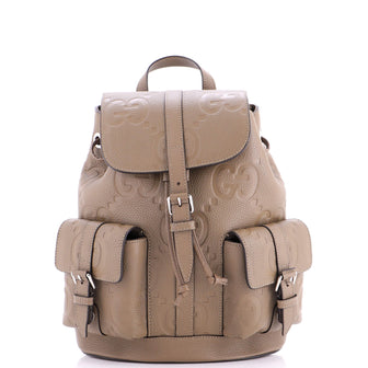 Gucci Double Pocket Belt Backpack Jumbo GG Embossed Leather Small
