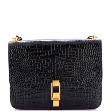 Saint Laurent Carre Satchel Crocodile Embossed Leather Medium