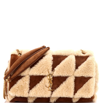 Saint Laurent Jamie Flap Bag Quilted Suede and Shearling Medium