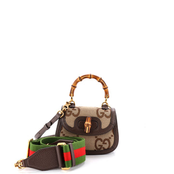 Gucci Bamboo 1947 Top Handle Bag Jumbo GG Canvas Mini