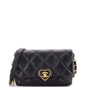 Chanel Coco Love CC Heart Flap Bag Quilted Lambskin Small