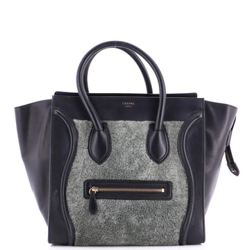 Celine Bicolor Luggage Bag Shearling Mini