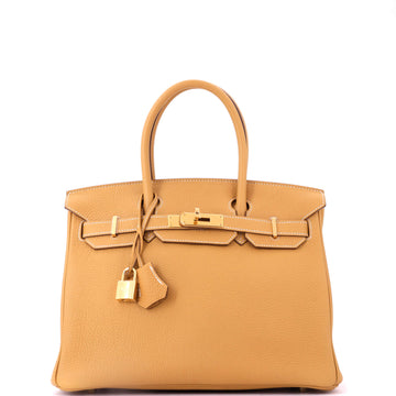 Hermes Birkin Handbag Brown Togo with Gold Hardware 30