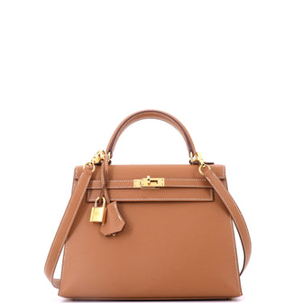 Hermes Kelly Handbag Brown Epsom with Gold Hardware 25