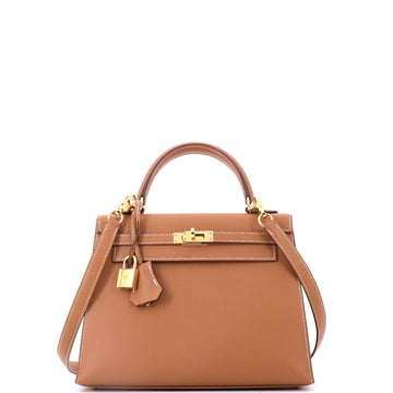 Hermes Kelly Handbag Brown Epsom with Gold Hardware 25