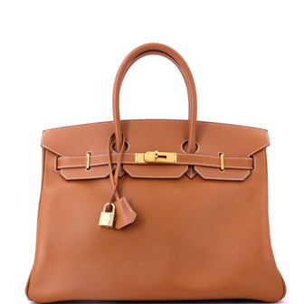 Hermes Birkin Handbag Brown Courchevel with Gold Hardware 35