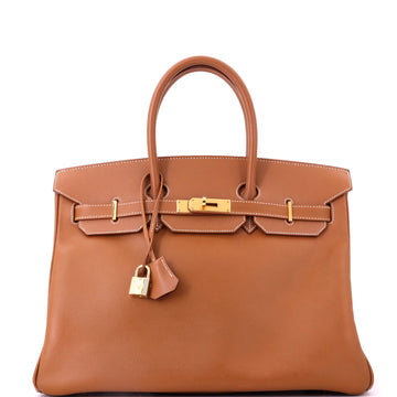 Hermes Birkin Handbag Brown Courchevel with Gold Hardware 35