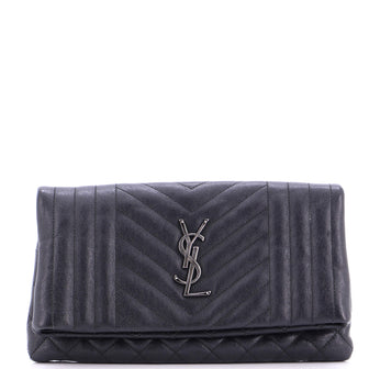 Saint Laurent Classic Monogram Fold Over Clutch Mixed Matelasse Leather