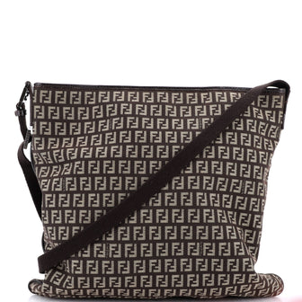 Fendi Vintage Zip Messenger Bag Zucchino Canvas Medium