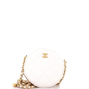 Chanel Pearl Crush Round Clutch with Chain Quilted Lambskin