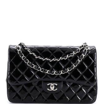 Chanel Classic Double Flap Bag Quilted Patent Jumbo