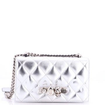 Alexander McQueen Jewelled Flap Satchel Quilted Printed Leather Medium