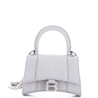 Balenciaga Hourglass Top Handle Bag Glitter Leather Mini
