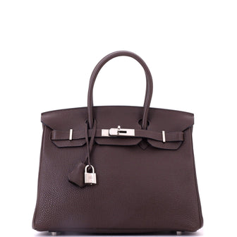 Hermes Birkin Handbag Brown Togo with Palladium Hardware 30