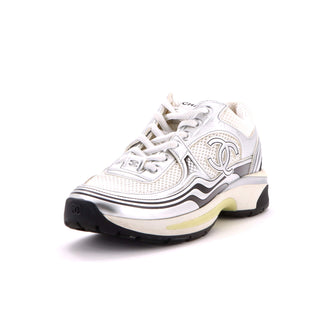Chanel Women's CC Low-Top Sneakers Mesh and Laminated Leather