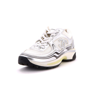 Chanel Women's CC Low-Top Sneakers Mesh and Laminated Leather