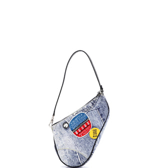 Christian Dior Vintage Saddle Bag Printed Denim Mini