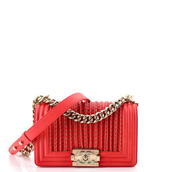 Chanel Boy Flap Bag Braided Woven Lambskin Small
