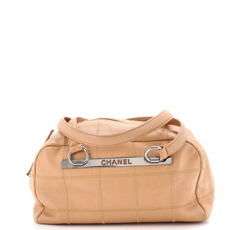 Chanel Square Stitch Bowler Bag Quilted Caviar Medium