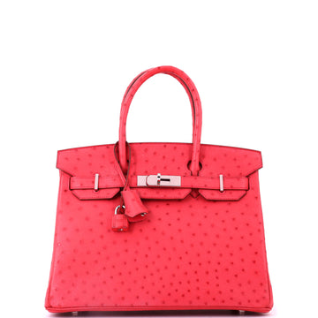 Hermes Birkin Handbag Pink Ostrich with Palladium Hardware 30