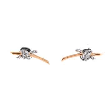 Tiffany & Co. Knot Stud Earrings 18K Rose Gold and Platinum with Diamonds