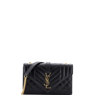 Saint Laurent Classic Monogram Envelope Satchel Mixed Matelasse Leather Small
