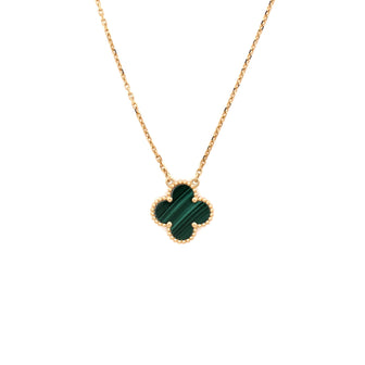 Van Cleef & Arpels Vintage Alhambra Pendant Necklace 18K Yellow Gold and Malachite