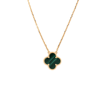 Van Cleef & Arpels Vintage Alhambra Pendant Necklace 18K Yellow Gold and Malachite