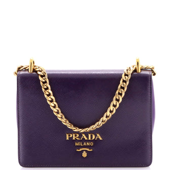 Prada Chain Flap Bag Vernice Saffiano Leather Small