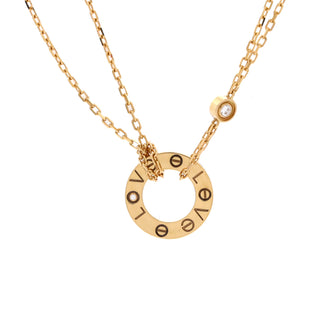 Cartier 2 Diamonds Love Pendant Necklace 18K Yellow Gold and Diamonds