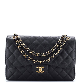 Chanel Classic Double Flap Bag Quilted Caviar Jumbo