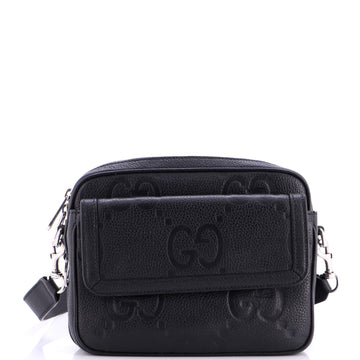 Gucci Front Pocket Crossbody Messenger Jumbo GG Embossed Leather Small
