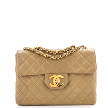 Chanel Vintage Classic Single Flap Bag Quilted Lambskin Jumbo